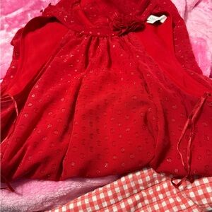 Red women’s dress with Floral Detail